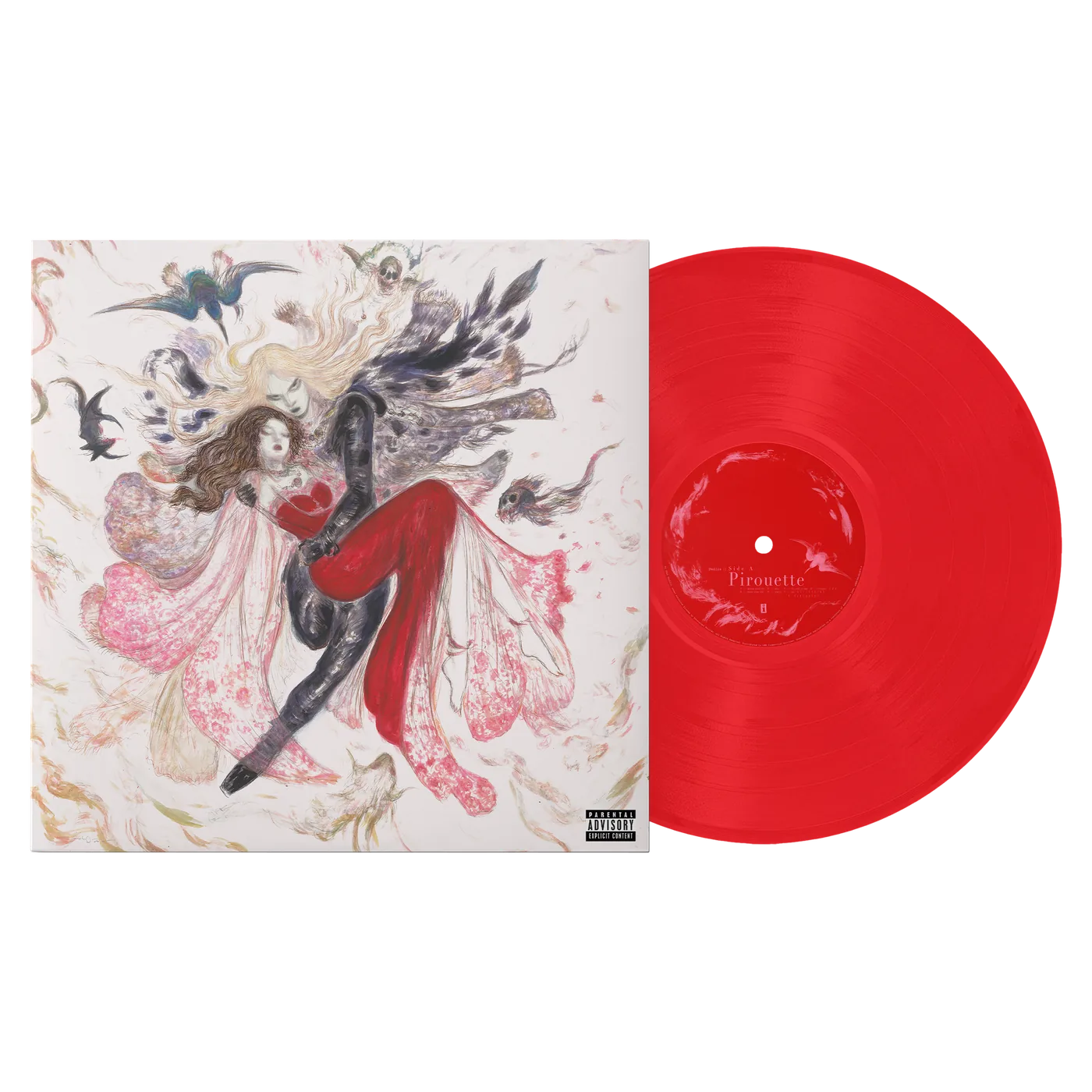 PIROUETTE LP sleeve with a translucent red vinyl record